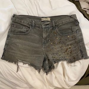 Free People distressed grey studded shorts cut offs